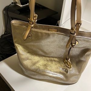 Michael Kors gold and silver looking sparkle shoulder bag gold hardware